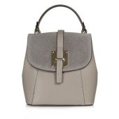 Rucsac tip geanta de dama, din piele naturala, DiAmanti Fausta Taupe Deschis